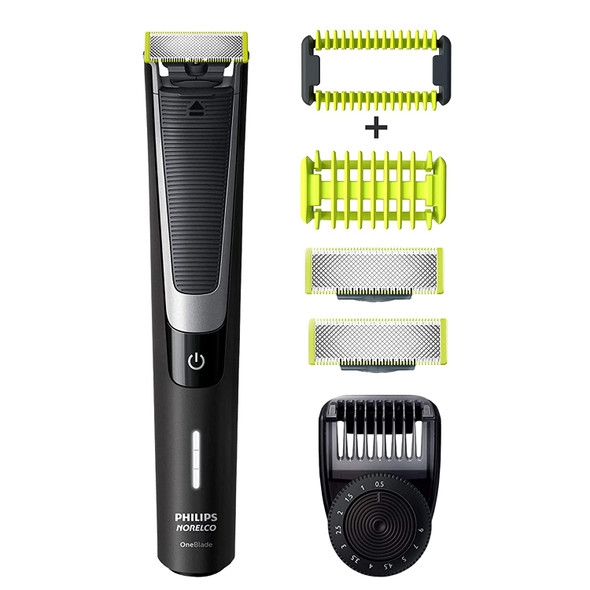 PHILIPS Norelco OneBlade Pro Kit, Hybrid Electric Trimmer and Shaver, QP6520 + OneBlade Body Kit, 3 pieces, Black, 1 Count