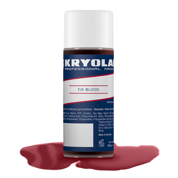Kryolan F/X Blood Stage Blood Fake Blood Makeup Realistic Face Paint Fake Blood For Holloween And Cosplay Easy Application And Washable Red 30Ml