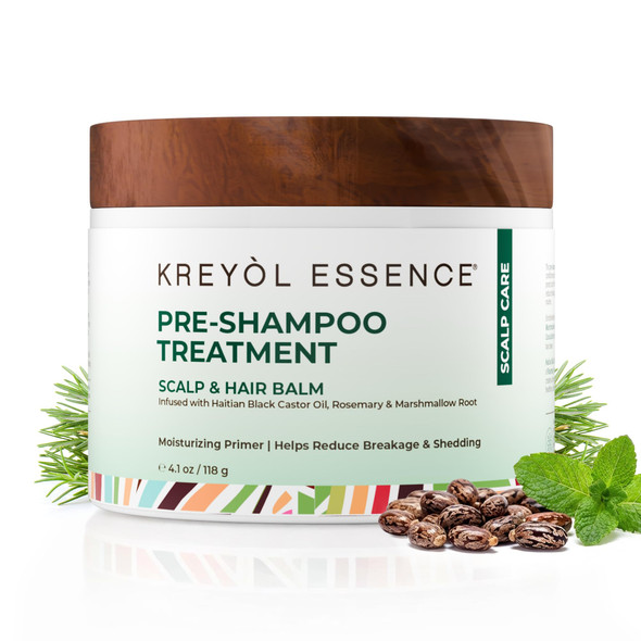 Kreya L Essence Kreyol Essence Scalp Care PreShampoo Haitian Shea Butter Treatment With Haitian Black Castor Oil Moisturizing Frizz Control & Shine 4.1 Oz (118 G)