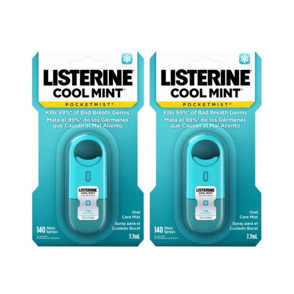 Listerine Mouthwash Pocketmist Cool Mint Portable Spray SugarFree Kills 99% Of Germs Fresh Breath