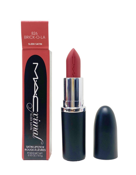 Mac Cosmetics Ximal Sleek Satin Lipstick 826 BrickOLa (Warm Dusty Rose) 0.12 Oz / 3.5 G