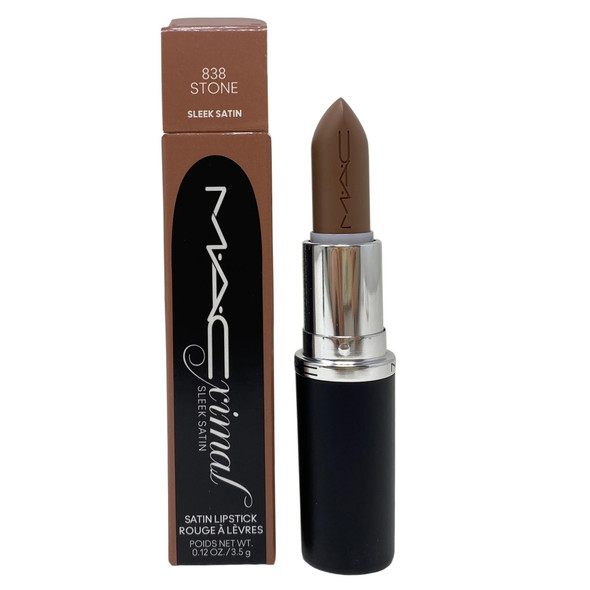 Mac Cosmetics M.A.Cximal Sleek Satin Lipstick 838 Stone (Muted Greyish Taupe Brown) 0.12 Oz / 3.5G