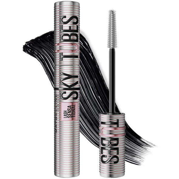 Maybelline Lash Sensational Sky Tubes Tubing Mascara ExtensionLike Lengthening Mascara 24Hr Eye Makeup With Shea Butter & Castor Oil Very Black 1 Count