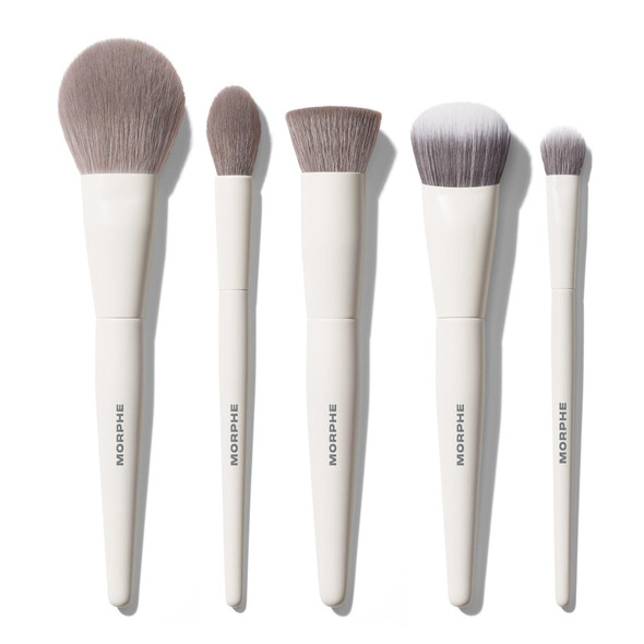 Morphe Portrait Mode 5 Piece Makeup Brush Set Professional Makeup Brushes For Foundation Concealer Powder Bronzer Expertly Engineered Face Brush Kit For Smooth StreakFree Application (5 Ct)