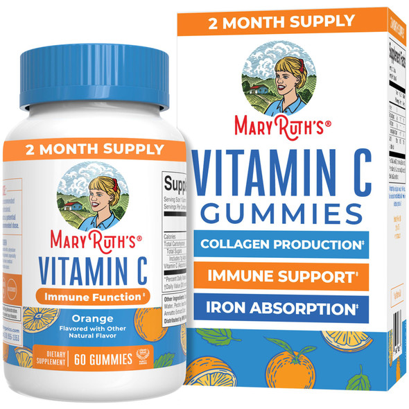 MaryruthS Vitamin C Gummies For Adults&Kids Orange 60 Ct 2Month Supply