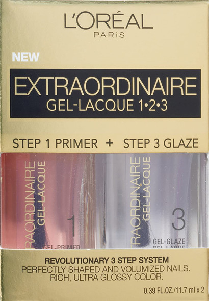 L'Oreal Paris Extraordinaire Gel-Lacque 1-2-3 Nail Color Kit 0.39 FL.OZ/11.7 x 2
