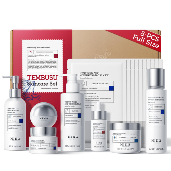 Ning Korean Skin Care Set Anti Aging 8Step Tembusu Skincare Kit For Women