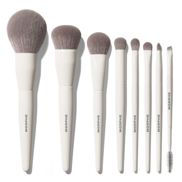 Morphe Best Of Blends 8 Piece Makeup Brush Set Face And Eye Makeup Brushes For Foundation Concealer Powder Blush Eyeshadow & Brows Professional Brush Kit (8 Ct)