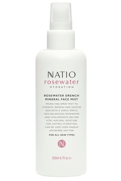 Natio Australia Rosewater Hydration Drench Mineral Face Mist Face Moisturizer For All Skin Types Makeup Safe Face Mist Hydrating Spray 6.7 Oz