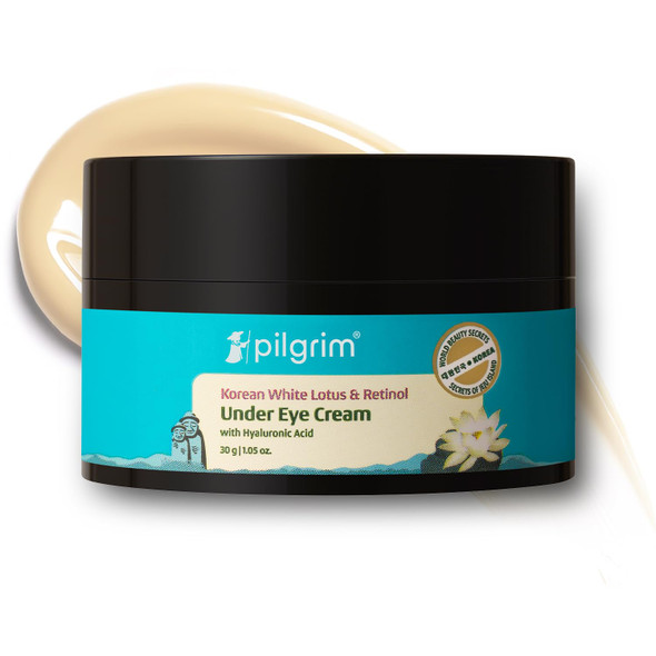 Pilgrim Retinol Under Eye Cream With Korean White Lotus & Hyaluronic Acid Hydrating Eye Cream For Dark Circles Fine Lines & Puffiness For Men & Women 1.06 Oz (30Gm)