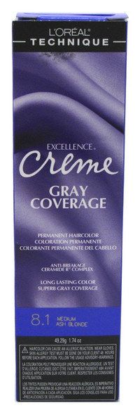 Loreal Excel Creme Color #8.1 Medium Ash Blonde 1.74oz (2 Pack)