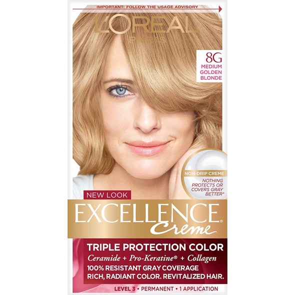 L'Oreal Paris Excellence Creme Triple Protection Color 8G Medium Golden Blonde/Warmer