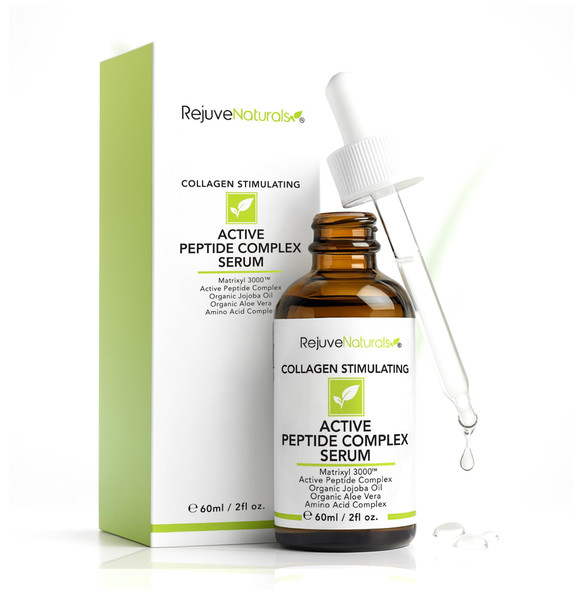 Rejuvenaturals Peptide Complex Serum With Matrixyl 3000 ( DoubleSized) Minimizes Look Of Fine Lines & Deep Wrinkles CrowS Feet Crepey Skin. Lightweight Anti Aging Moisturizer For Face & Neck 2 Oz