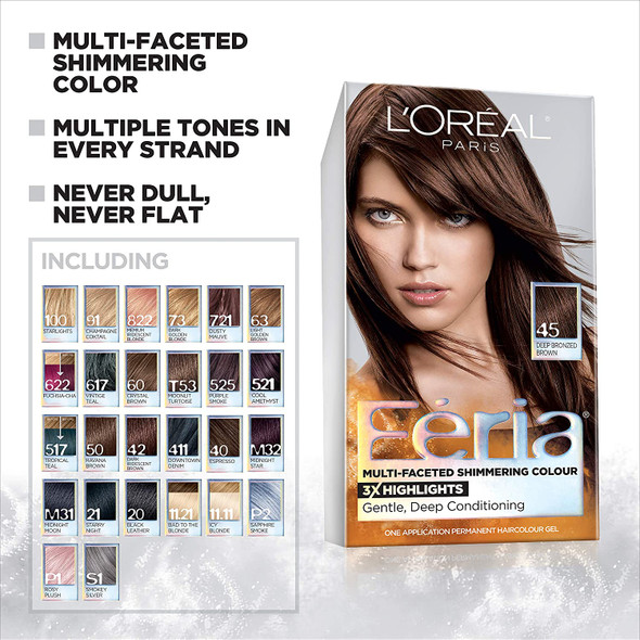 L'Oreal Paris Feria Multi-Faceted Shimmering Permanent Hair Color, 40 Espresso (2 Count) Hair Dye