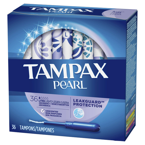 Tampax Pearl Plastic Tampons Light Absorbency Unscented (Pack Of 2) (72 Total Count) (Packaging May Vary) 36 Count