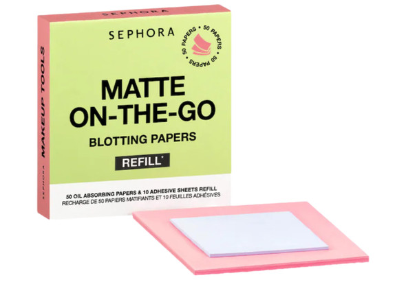 Sephora Collection Matte OnTheGo Blotting Papers Refill 50 Oil Absorbing Papers & 10 Adhesive Sheets Refill
