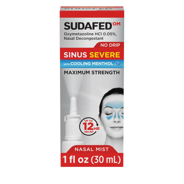 Sudafed Om Sinus Severe No Drip Nasal Spray With Cooling Menthol Maximum Strength Sinus Decongestant For Fast Congestion & Pressure Relief Oxymetazoline Hcl.05% Nose Spray 1 Fl. Oz