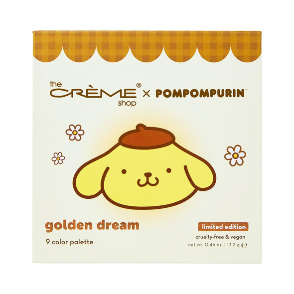 The Creme Shop X Sanrio Pompompurin Golden Dream Eyeshadow Palette 9 Shades Matte Shimmer Metallic Extended Wear Pigmented Included Silky Blendable Textures (Set Of 1)