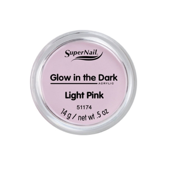 Supernail Glow In The Dark Acrylic Powder Light Pink 0.5 Ounce