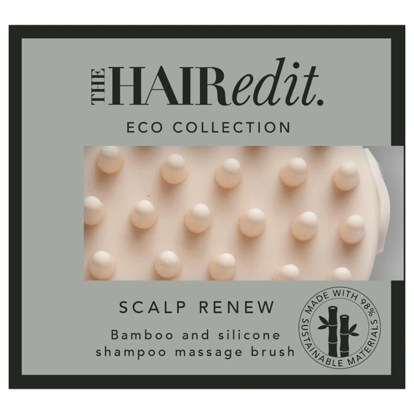 The Hair Edit Scalp Renew Bamboo Shampoo Massage Brush Scalp Scrubber With Soft Silicone Bristles For Hair Growth Exfoliation