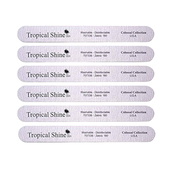 Tropical Shine Jumbo Zebra 180 Colossal Collection Nail Files For Professional Nail Care And Shaping Medium (180) Grit Nail File Set For Natural Nails ( 707336) 6 Pcs