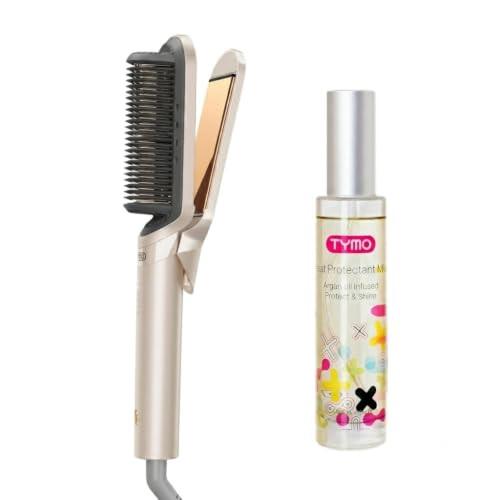 Tymo Flipro Flat Iron Gold & Heat Protectant Spray For Hair Smooth & Sleek Styling + Heat Protection 2Step Straightening Kit For Frizz Control Adds Shine & Helps Prevent Heat Damage