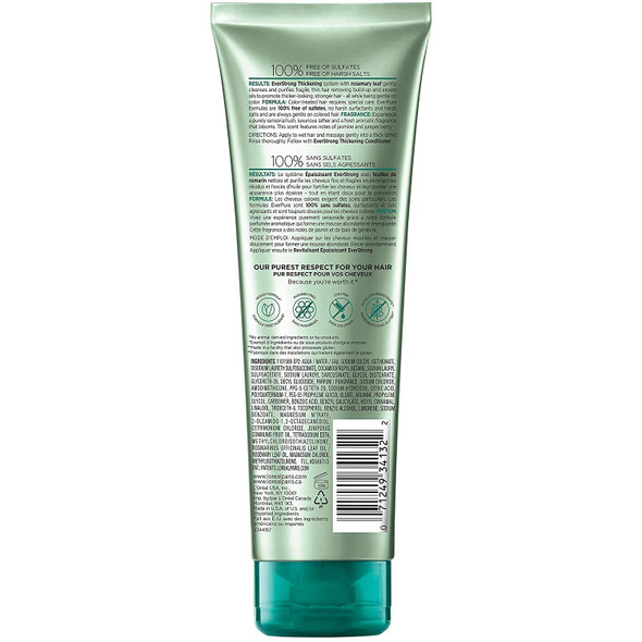 L'Oreal Paris EverStrong Thickening Sulfate Free Shampoo, Thickens + Strengthens, For Thin, Fragile Hair, with Rosemary Leaf, 8.5 Ounces (Packaging May Vary)