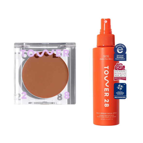 Tower 28 Sculptino SoftMatte Cream Contour And Bronzer Getty /Tower 28 Sos Daily Rescue Facial Spray 4 Fl Oz 0.16 Fl Oz
