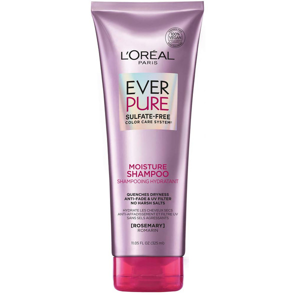 L'Oreal Paris EverPure Moisture Sulfate Free Shampoo for Color-Treated Hair, Rosemary, 11 Fl; Oz