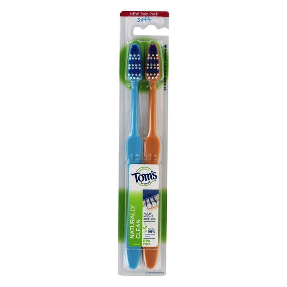 TomS Of Maine Naturally Clean Toothbrushes Soft 2 Pack