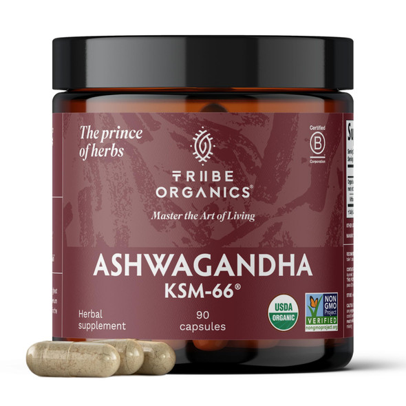 Tribe Organics Ashwagandha Ksm 66 Organic Stress Support Supplement 90Ct