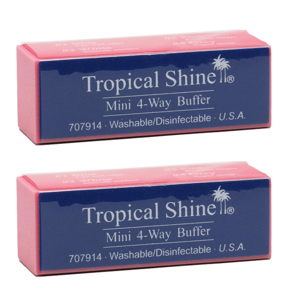 Tropical Shine Mini 4 Way Buffer Block Professional Nail Buffering Block For Shaping Smoothing And Polishing Nails Portable Nail Care (2 Pack)