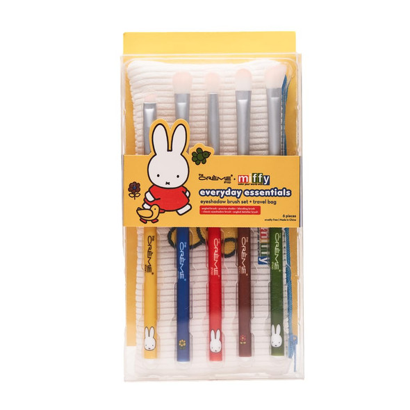 The Creme Shop Miffy Everyday Essentials Eyeshadow Brush Set And Travel Bag Cute Miffy Pouch 5 Eye Makeup Brushes Korean Beauty Blending Brush Shading Brush Precise Brush Angled Shading