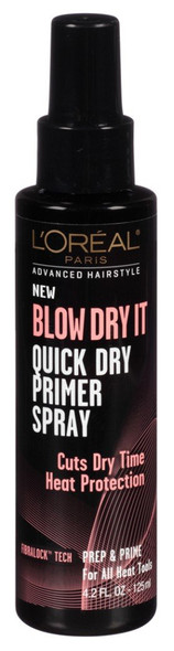 Loreal Blow Dry It Quick Dry Primer Spray 4.2 Ounce (124ml) (6 Pack)