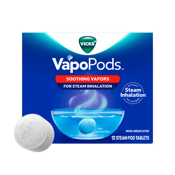Vicks Vapopods Dissolvable Steam Inhalation Pods Soothing NonMedicated Vicks Vapors Infuse Into Steam Dissolve Cleanly Aromatherapy Eucalyptus & Menthol 12Ct