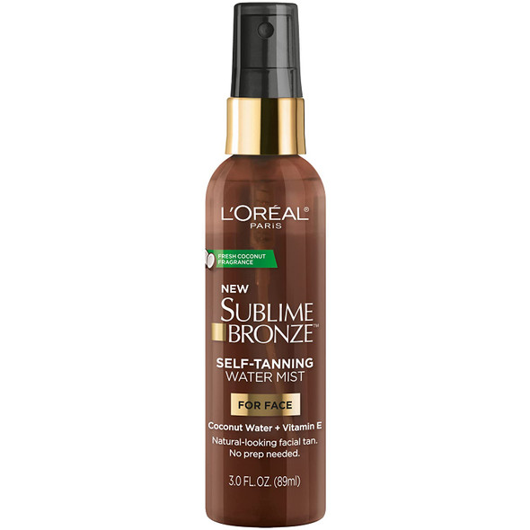 L'Oreal Paris Sublime Bronze Self-Tanning Facial Mist, Water-Based Formula, 3 Ounce