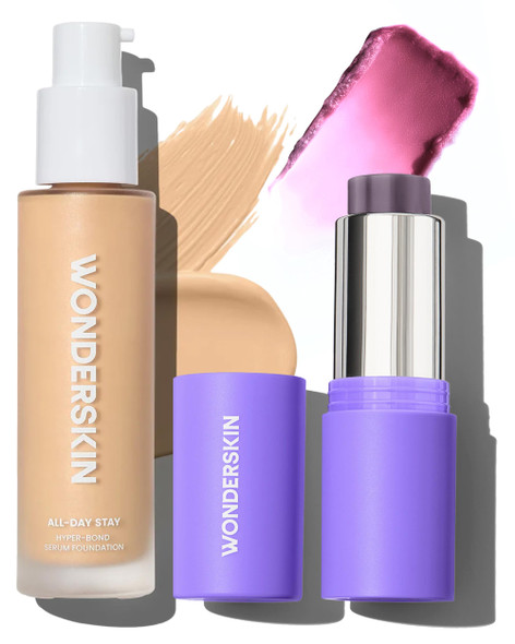 Wonderskin AllDay Stay Set HyperBond Foundation In Halo And Phlush Stick