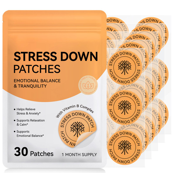 Zixbmhyj Stress Down Patches Relax Patch For Stress Relief Cortisol Level Support For Women Men Easy & Discreet Patch Vegan CrueltyFree 30 Patches