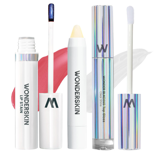 Wonderskin Lip Stain Peel Off Masque (Romance) With Lip Scrub And Clear Lip Gloss
