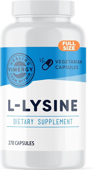 Vimergy L-Lysine 2000mg Capsules Supports Collagen Production* 2 Month Supply 270 Count (Pack of 1)