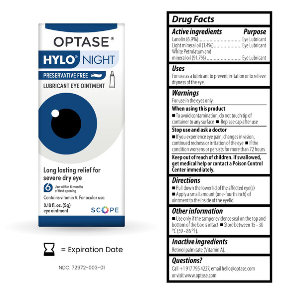 OPTASE HYLO Night Eye Ointment 0.18 oz