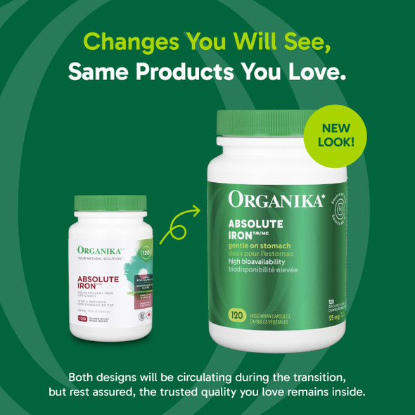 Organika Absolute Iron- Iron Bisglycinate- High Availability, Gentle On Stomach, Boost Iron Levels- Beneficial For Women And Vegetarians- 120Vcaps