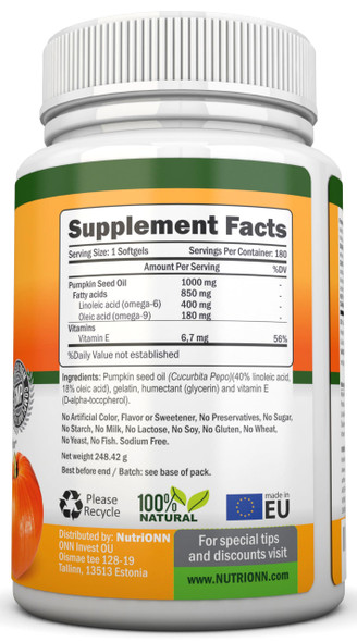 Total Natural Pumpkin Seed Oil 1000mg 180s