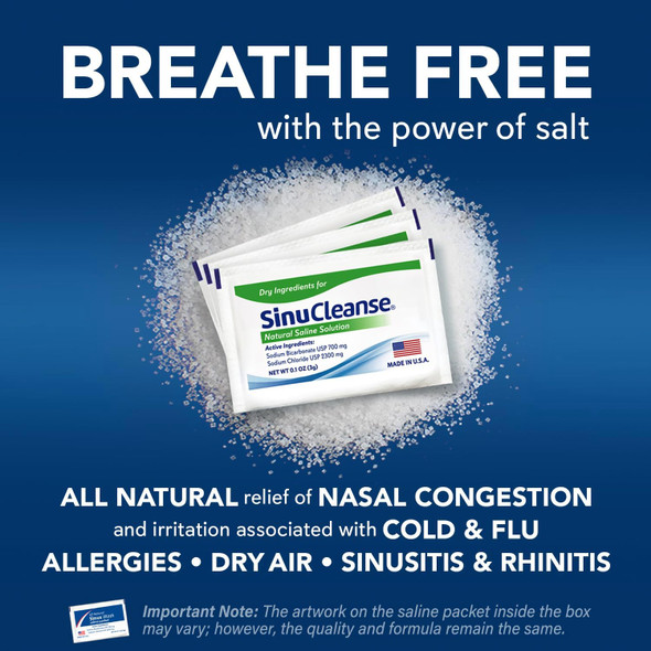 SinuCleanse Micro Filtered Nasal Wash System Sinus Cleanse and Cleaning Saline Irrigation Flush System 30 Count