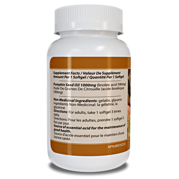 Pumpkin Seed Oil 1000mg 180s [2 bottles] by Total Natural, Men And Sex Health Care Supports Healthy Prostate And Urinary Control Made In Canada