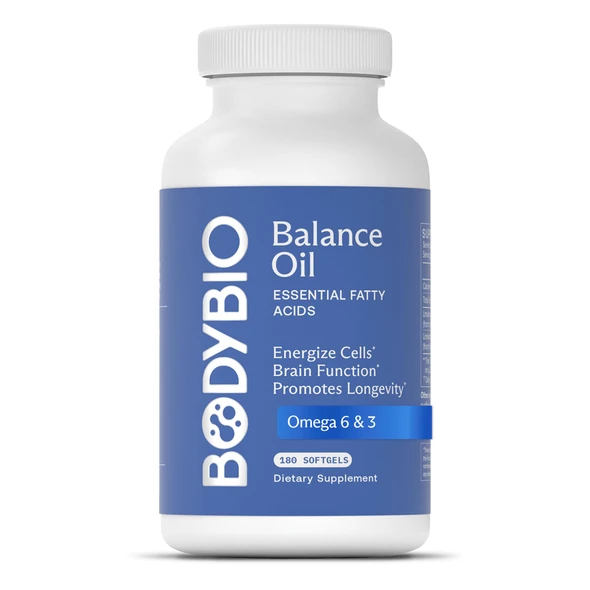 BodyBio Balance Oil - Essential Fatty Acids for Brain, Skin, & Mood 180 COUNT