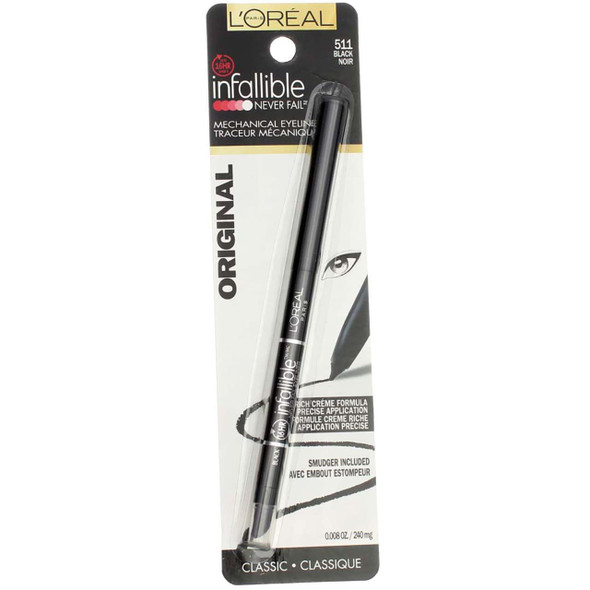 L'Oreal Paris Infallible Never Fail Eyeliner, Black, 0.008 Ounces