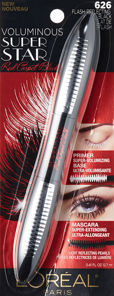 L'Oral Paris Voluminous Superstar Red Carpet Extra Mascara, Flash Reflecting Black, 0.41 fl. oz.