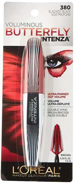 L'Oral Paris Voluminous Butterfly Intenza Washable Mascara, Blackest Black, 0.25 fl. oz.