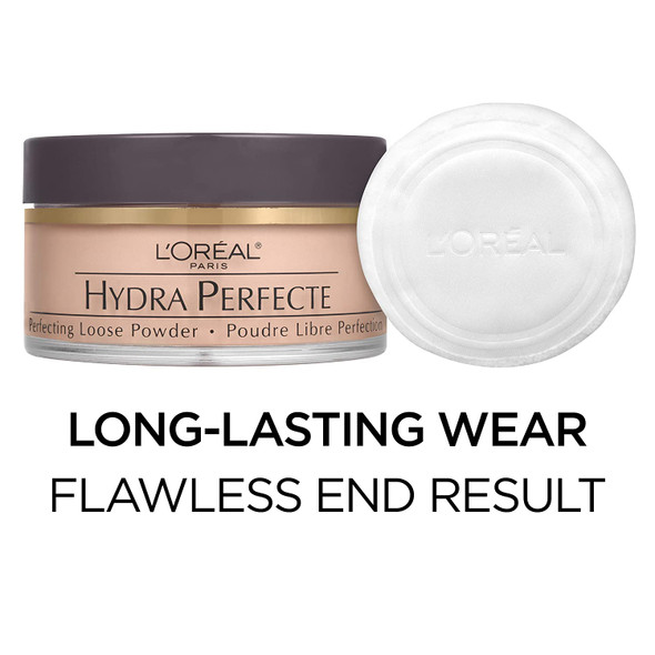 L'Oreal Paris Hydra Perfecte Perfecting Loose Face Powder, Minimizes Pores & Perfects Skin, Sets Makeup, Long-lasting & Lightweight, with Moisturizers to Nourish & Protect Skin, Medium, 0.5 fl. oz.
